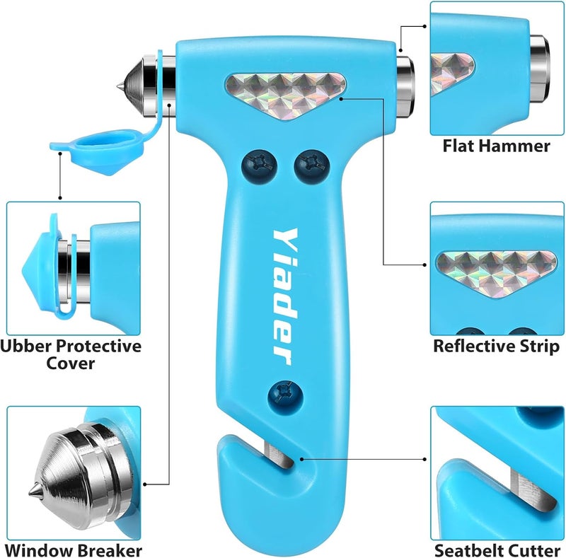 Yiader Store Window Breaker, 3-in-1 Emergency Escape Tool with Car Window Breaker and Seatbelt Cutter, Car Safety Hammer Car Essentials Tool for Women（Blue） - Image 2